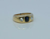 Victorian Period Yellow Gold Men's Sapphire and Rose Cut Diamond Ring Size 7.5