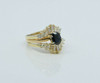 Vintage 14K Yellow Gold Sapphire and Diamond Cocktail Ring Size 5.5 Circa 1960