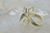 Vintage 14K Yellow and White Gold Diamond Ribbon Ring Size 7.25 Circa 1960