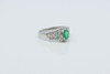 Platinum Oval Emerald and Diamond Halo Ring Size 7.25