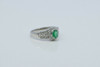 Platinum Oval Emerald and Diamond Halo Ring Size 7.25