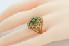 Vintage 18K YG Emerald Judaic Ring Wire Work Sides Size 7 Circa 1960