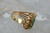 Vintage 18K YG Emerald Judaic Ring Wire Work Sides Size 7 Circa 1960