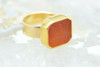 18K Yellow Gold Carnelian Arabic Signet Seal Ring Size 7 Circa 1990