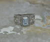 14K White Gold Aquamarine and Diamond Ring Size 7 Circa 1990