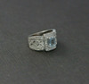 14K White Gold Aquamarine and Diamond Ring Size 7 Circa 1990