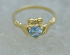 Blue Topaz Claddagh Ring 14K YG Heart Shaped 1980 Size 7.5