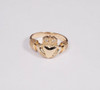 14K Yellow Gold Men's Claddagh Ring with Diamond Chip, Size 12.25