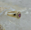 14K YG 1ct tw. Ruby and Diamond Halo Ring Size 6 Circa 1970