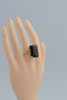 14K YG Smoky Quartz Ring 30ct est. Rectangular Stone Wire Work Setting Size 8.25