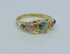 14K YG Multicolor Tourmaline and Sapphire Cabochon Ring Size 6.5 Circa 1970
