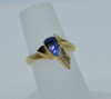 14K YG Tanzanite and Diamond Ring Asymmetrical Modern Design Size 4.75