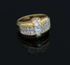 18K Yellow Gold Princess and Baguette Diamond Ring Circa 1990, Size 6