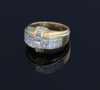 18K Yellow Gold Princess and Baguette Diamond Ring Circa 1990, Size 6