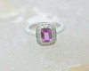 14K White Gold Pink Tourmaline and Diamond Halo Ring Size 5.25 Circa 1990