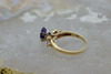 Super 14K Yellow Gold Amethyst and Diamond Ring Size 7.5 Circa 1970