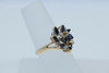 Vintage 10K Yellow Gold Sapphire and Diamond Cocktail Ring Size 6 Circa 1960