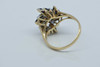 Vintage 10K Yellow Gold Sapphire and Diamond Cocktail Ring Size 6 Circa 1960