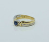 18K White and Yellow Gold Sapphire Solitaire Ring Size 6.25 Circa 1990