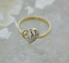 Vintage 14K Yellow Gold Diamond Heart Ring Size 7.75 Circa 1960