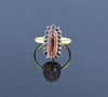 8K Yellow Gold Garnet Oval with Halo Ring Circa 1920, Size 7