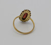 8K Yellow Gold Garnet Oval with Halo Ring Circa 1920, Size 7