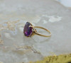 10K Yellow Gold Round Synthetic Alexandrite Ring 14mm round Size 7 Circa 1980