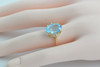 14K Yellow Gold Blue Topaz and Diamond Ring Size 7 Circa 1980