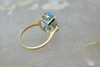 14K Yellow Gold Blue Topaz and Diamond Ring Size 7 Circa 1980