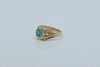 10K Yellow Gold Blue Topaz Ring with 4 Round Diamonds Size 7 Circa 1970