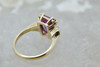 10K Yellow Gold Emerald Cut Purple Pink Stone Ring Size 6 Circa 1950