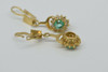 18K Yellow Gold Emerald and Diamond Halo French Clip Earrings