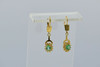 18K Yellow Gold Emerald and Diamond Halo French Clip Earrings