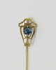 Vintage 10k Yellow Gold Blue Stone Stick Pin Art Nouveau, Circa 1920's