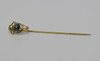 Vintage 10k Yellow Gold Blue Stone Stick Pin Art Nouveau, Circa 1920's