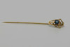 Vintage 10k Yellow Gold Blue Stone Stick Pin Art Nouveau, Circa 1920's
