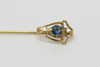 Vintage 10k Yellow Gold Blue Stone Stick Pin Art Nouveau, Circa 1920's