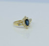 14K YG 2+ ct tw. Sapphire and Diamond Navette Ring Size 8.25 Circa 1980
