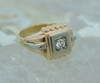 Super Men's Art Deco Multi-colored Gold Diamond Ring Size 10.5 Circa 1940