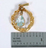 18K Yellow Gold Pear Shaped Aquamarine Pendant with Diamond Chip