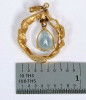 18K Yellow Gold Pear Shaped Aquamarine Pendant with Diamond Chip