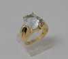 14K Yellow Gold Aquamarine and Diamond Ring Circa 1980 , Size 7.25