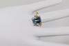 14K Yellow Gold Emerald Cut Aquamarine & Diamond Ring, size 7