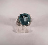 18K White Gold Aquamarine and Diamond Chip Ring, size 6.25