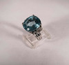 18K White Gold Aquamarine and Diamond Chip Ring, size 6.25