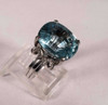 18K White Gold Aquamarine and Diamond Chip Ring, size 6.25