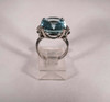 18K White Gold Aquamarine and Diamond Chip Ring, size 6.25