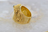 Superb 18K Large Yellow Gold Ring with a Woman's Head & Green Stone,size 7