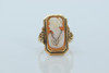 10K Yellow Gold Cameo Ring with Ornate Metal Work, size 5.5