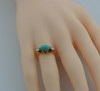 Vintage YG Turquoise & Diamond 3 Stone Ring Size 6 Circa 1950